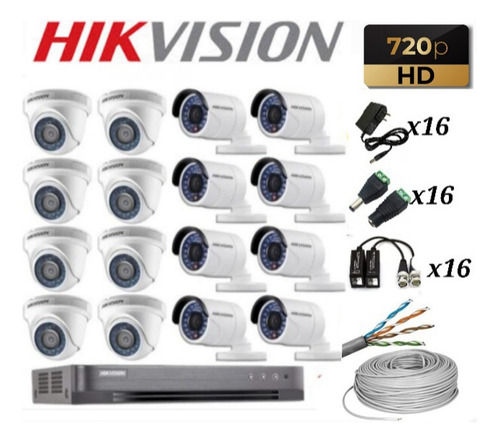 Kit 16 Camaras De Seguridad Hikvision 