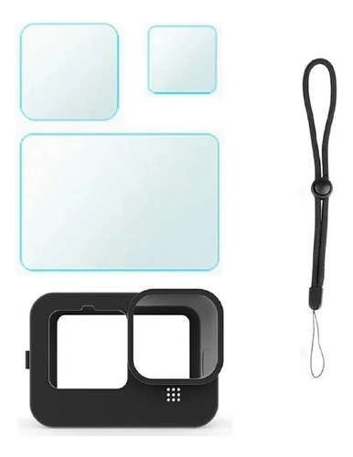 Película Protetora + Capa Silicone Para Gopro Hero 9 Black