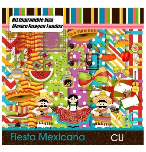 Kit Imprimible Pack Fondos Mexico 5 De Mayo 10 Clipart