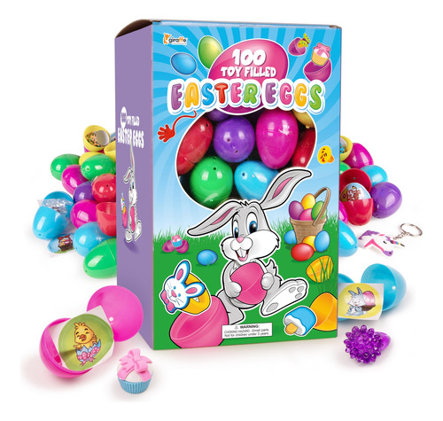 Paquete De 100 Huevos De Pascua De Plástico Con Juguetes En