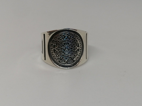 Anillo Calendario Azteca Plata Fina Ley 925 