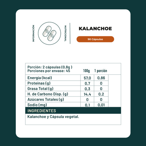 Kalanchoe 90 Cápsulas Fortalece Sistema Inmune Karun Life