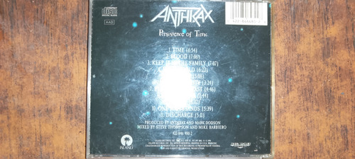Anthrax Persistence Of Time Importado Usa 1990 Buen Estado Estándar (Usado)
