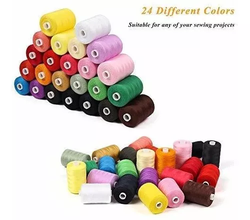 Haitral Sewing Thread Sets - 24-Color Spools Thread Mixed Cotton, 1000 Yards Sewing Kits Thread for Sewing Machine, DIY Sewing