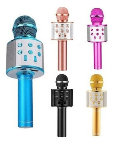 Microfone Bluetooth Karaokê Sem Fio Ktv Ws-858 Rosa/dourado