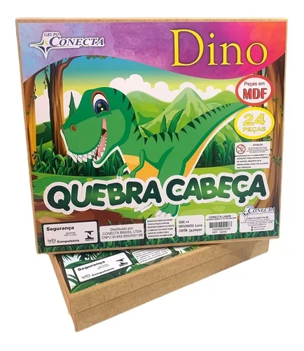 Quebra-Cabeça Educativo Dinossauro em Madeira