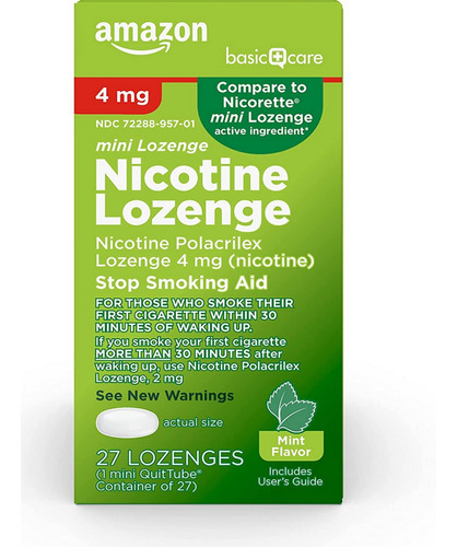 Amazon Basic Care Mini Nicotine Polacrilex Pastilla 4 Mg, Sa