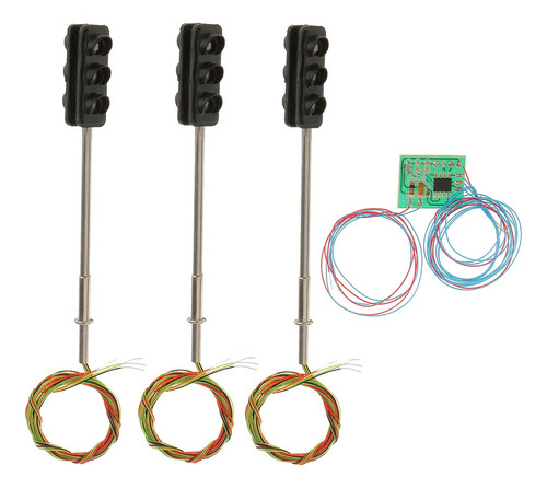 3 Peatonal Cruce Luces Led Señales Modelo Ho Oo Tren Carrete