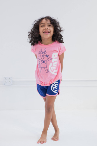 Conjunto De Ropa Bluey Para Niñas Pequeñas Y Pantalones Cort