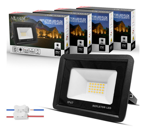 Kit 4 Refletores Led Flex Branco Quente 3500k 50w Ip67 Alta Potência 127/220V