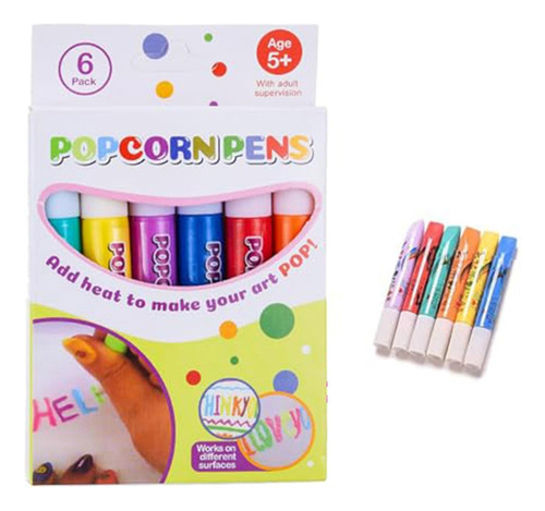 Juego De Bolígrafos Puffy Pens, 6 Bolígrafos Para Palomitas