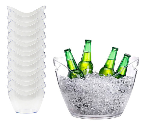 Hieleras 10pzas Transparente 4l Cerveza Botellas Y Champaña Blanco Hielera Transparente