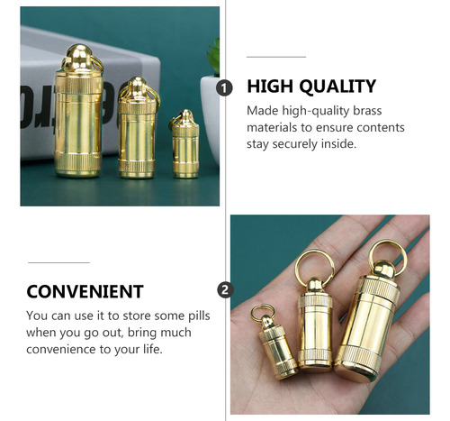 3 Estuches De Latón Para Píldoras Portátiles, Minienvases Po