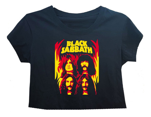 Remera Corta Top Crop Black Sabbath