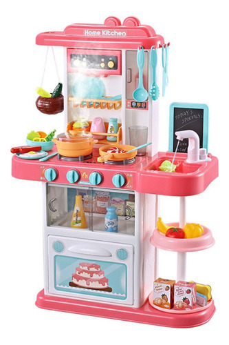 Cozinha Infantil Grande Painel Musical Vapor Luz Som Lousa Cor Pink