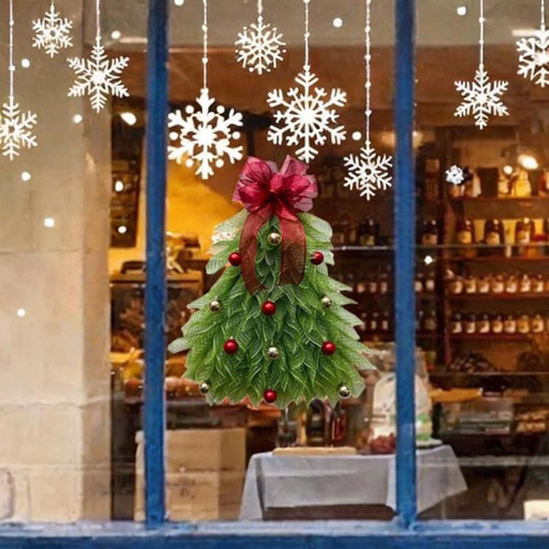 Corona De De Navidad Colgante, Decoración Con Lazo De Cinta