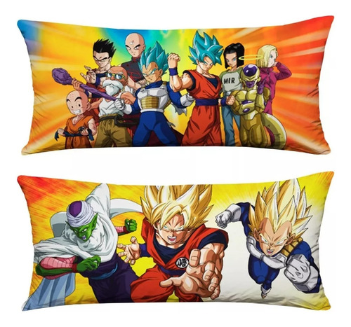 Pack Dragon Ball Súper Colcha Sábana Almohada Matrimonial Naranja Dragon Ball Súper
