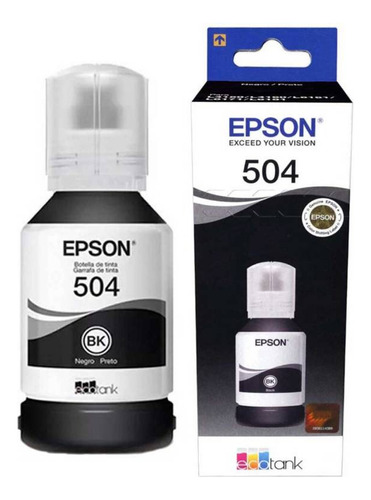 Botella De Tinta Epson T504, Color Negro, Contenido 127ml