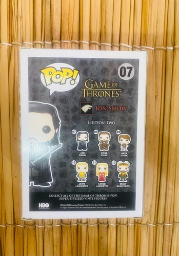 Funko Pop Tv Game Thrones Jon Snow Kit Harington 07 Original