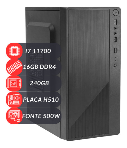 Pc Computador I7 11700 H510 16gb Ddr4 240gb Ssd Fonte 500w