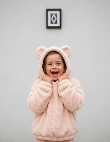 Casaco Blusa Pelúcia Teddy Infantil com Orelhinhas