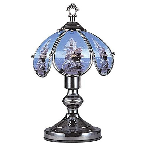 Lámpara Táctil De 14  Barco De Vela Y Delfines