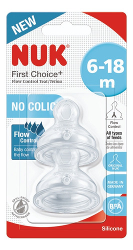 Tetina X2 Silicona Mamadera Bebe Nuk First Choice Babymovil