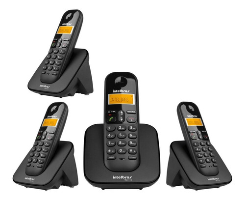 Kit Telefone Ts 3110 Intelbras E 3 Extensão Data Hora Alarme