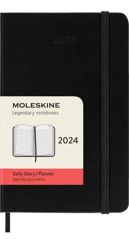 Agenda Moleskine Diaria 2024 (color Negro / Tamaño Bolsillo)