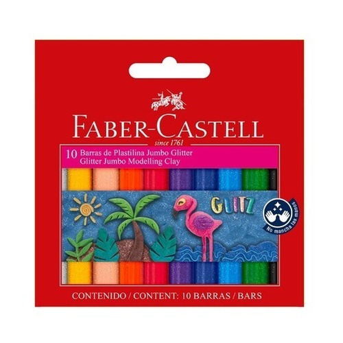 Plasticina Faber Castell 12 Barras 6 Colores Glitter