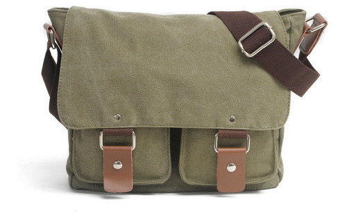 Bolso De Hombro Vintage Para Hombre, Bandolera De Lona Color Verde