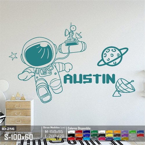 Vinilos Decorativos Astronauta Nombre Personalizado Niño