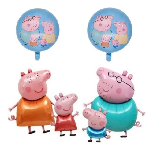 Globos Peppa Familia Peppa Pig X 6