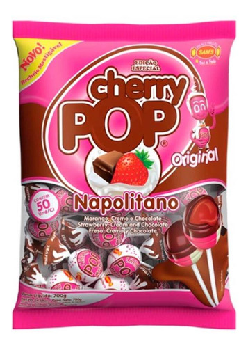 Pirulito Chicle Cherry Pop Napolitano C/ 50un 700g - Sam's