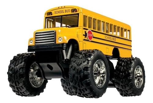 Kinsfun 5  Monster School Bus Die Cast Metal Modelo Pullbac