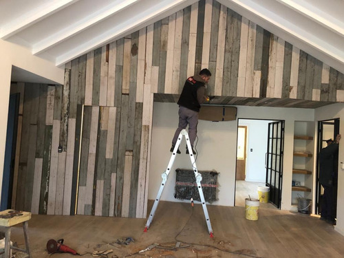 Revestimiento De Pared Con Madera Estilo Rústico 1900$ X M
