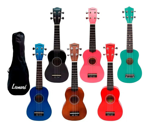 Ukelele Soprano Ukulele Leonard Colores + Funda + Envio