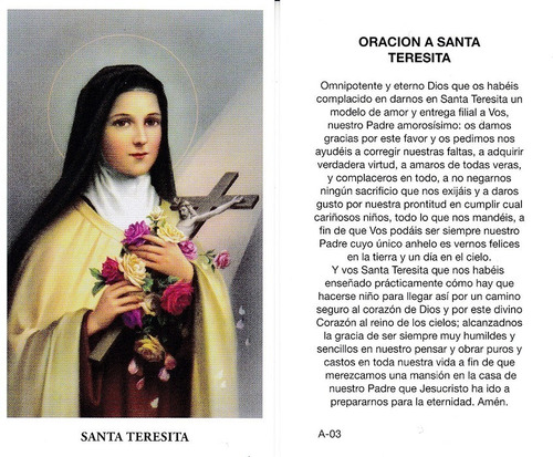 Estampas Santa Teresita Teresa Santoral C Oracion X 100 Un