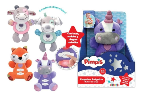 Imagen 2 de 5 de Peluche De Apego Con Luces Y Sonidos. Unicornio Kreker