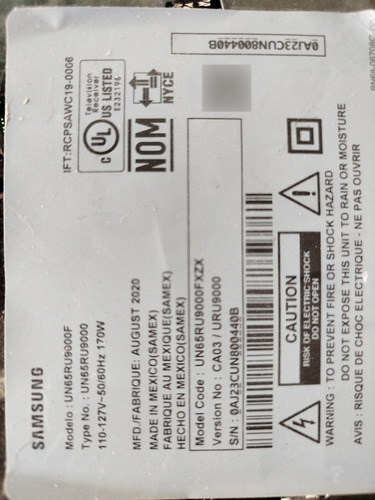 Fuente Samsung Un65ru9000f (Usado)