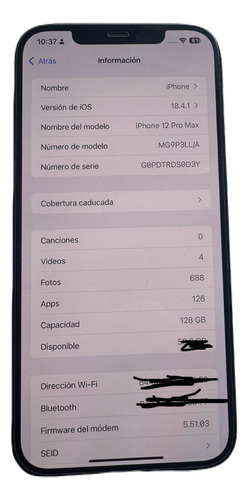 Apple Iphone 12 Pro Max (128 Gb) Grafito Gráfico (Usado)