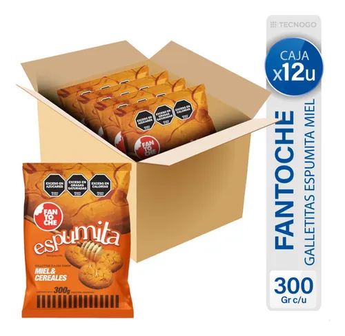 Caja Galletitas Fantoche Espumita Miel Cereales Dulces Pack