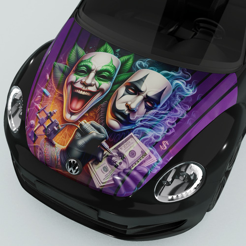 Vinil Wrap Automotriz Cofre Vw Beetle Tatto Art - 170x140cm