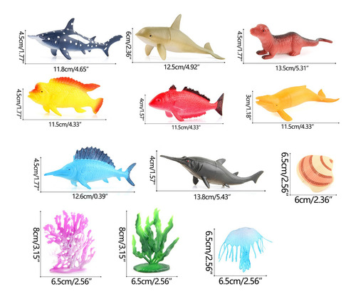 12 Conjuntos De Simulação Colorida Sea World Animals Suit Mo