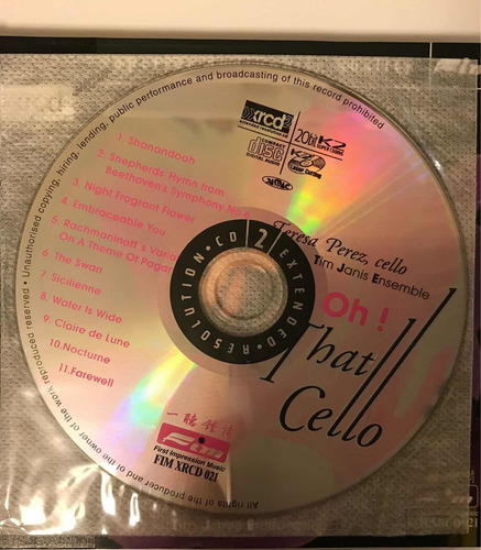 Xrcd 2 Cd Fim Records Oh That Cello Teresa Perez (Usado)