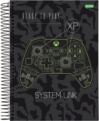 Caderno Espiral Xbox One 1 Matéria 96 Folhas Xbox Jandaia