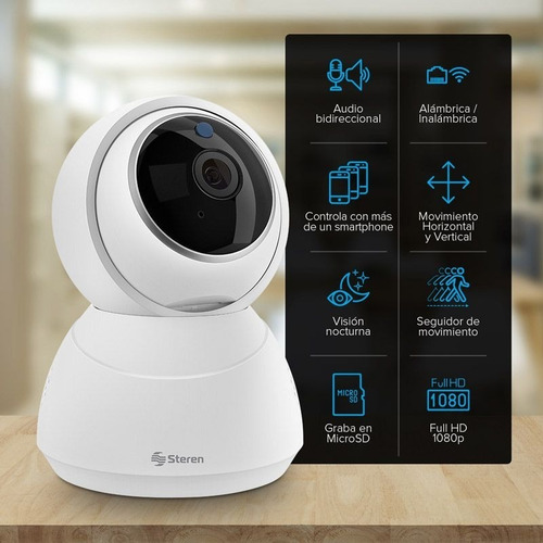 Camara Seguridad Wifi Ethernet Full Hd Robotizada Sensor Mov