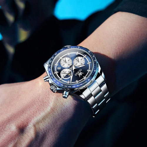 Reloj De Acero Inoxidable 2945 Chronograph Luminous Para Hom