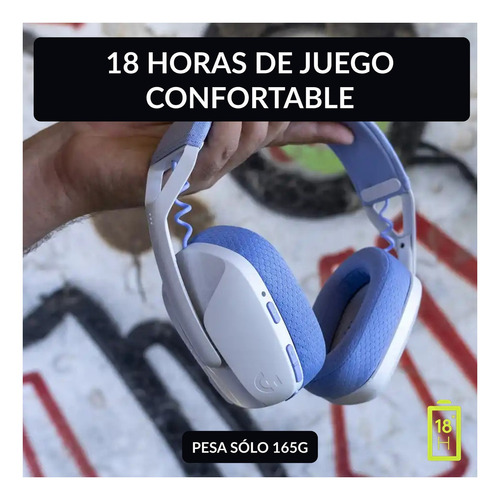 Auriculares gamer inalámbricos Logitech G Series G435 blanco crudo y lila
