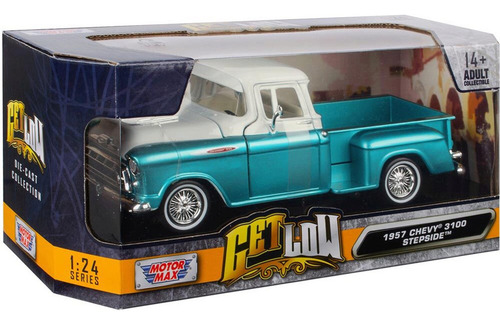 1/24 1957 Chevrolet 3100 Stepside Get Low Motormax Color Turquesa
